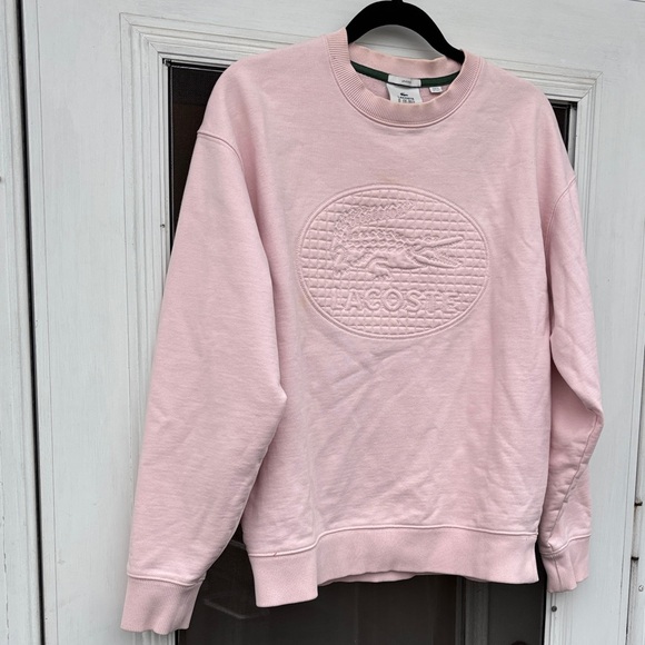 Lacoste Ladies/Men’s Light Pink Crew Neck Alligator Sweatshirt-S - Picture 6 of 10